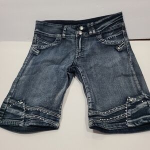 City Ink women's/juniors denim shorts size 9 embellished Rinstones